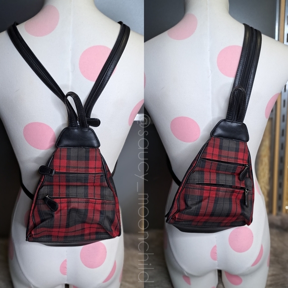 villager Handbags - Villager • Grunge Steampunk 90s Y2k 00s Plaid Goth Multiway Dope Bag Backpack